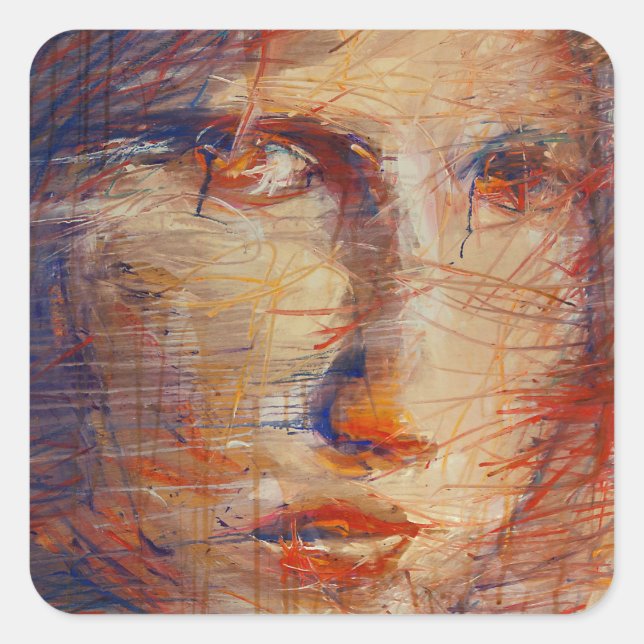 Abstract Face Square Sticker (Front)