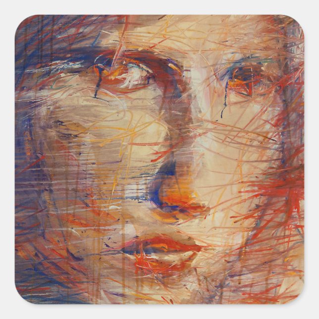 Abstract Face Square Sticker (Front)