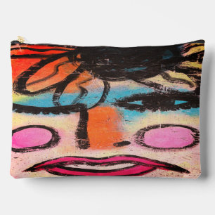 Abstract Face with Flower Accessory Pouch