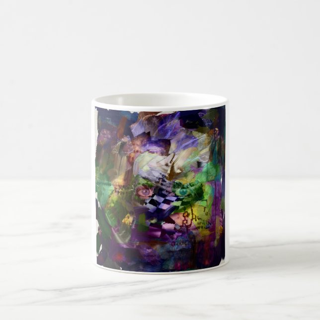 Abstract face with symbols coffee mug (Center)