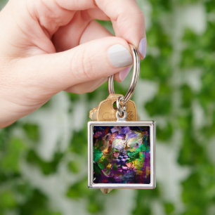 Abstract face with symbols key ring