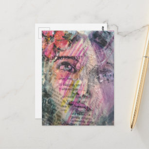 Abstract Face with Text Grunge Collage Postcard