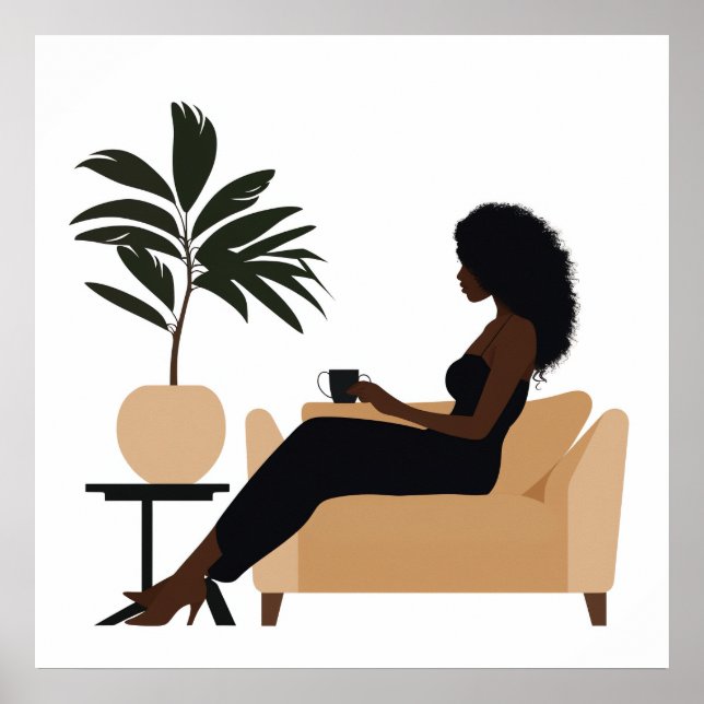 Abstract Faceless Black Woman Wall Art (Front)