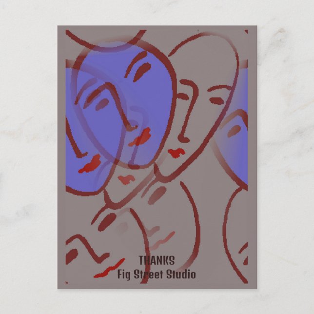 Abstract Faces, Fig Street Studio Postcard (Front)