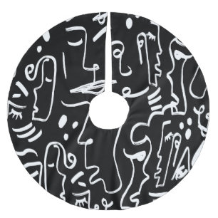 Abstract Faces Masks: Geometric Pattern Brushed Polyester Tree Skirt
