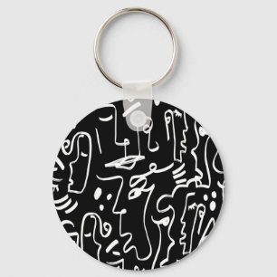 Abstract Faces Masks: Geometric Pattern Key Ring