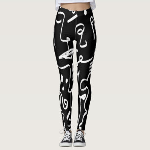 Abstract Faces Masks: Geometric Pattern Leggings