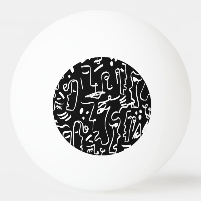 Abstract Faces Masks: Geometric Pattern Ping Pong Ball (Front)