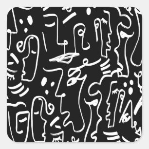 Abstract Faces Masks: Geometric Pattern Square Sticker