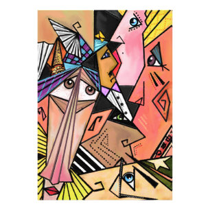 Abstract Faces - Moods - Cubism Portrait Painting  Photo Print