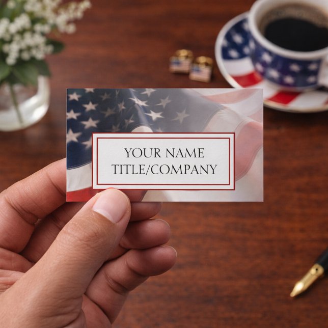 Abstract Faded American Flag Company Name  Business Card (Creator Uploaded)