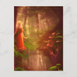 Abstract fairy in a magical forest Postcard