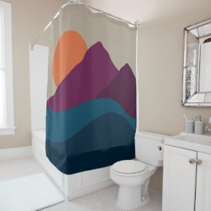 Abstract Fall Autumn Mountain Landscape Sunset  Shower Curtain
