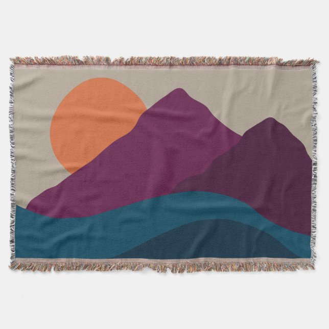 Abstract Fall Autumn Mountain Landscape Sunset  Throw Blanket (Front)