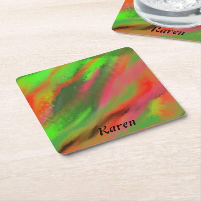 Abstract Fall colours  Square Paper Coaster (Angled)