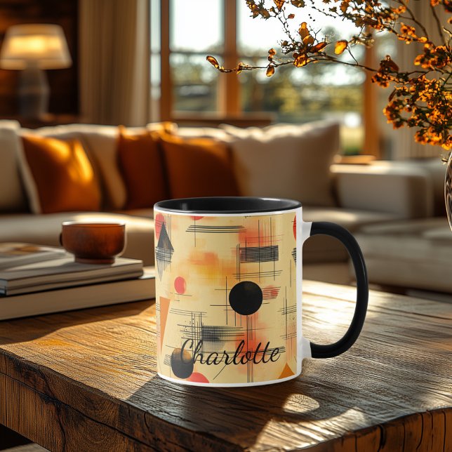 Abstract Fall Geometric Mug - Personalised Retro (Creator Uploaded)