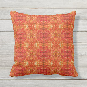 Abstract Fall Leaves Orange Outdoor Throw Pillow