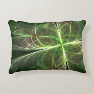 Abstract Fantasy Four Leaves Green Clover Decorative Cushion