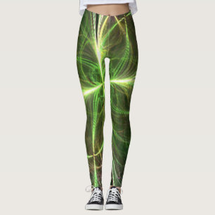 Abstract Fantasy Four Leaves Green Clover Leggings