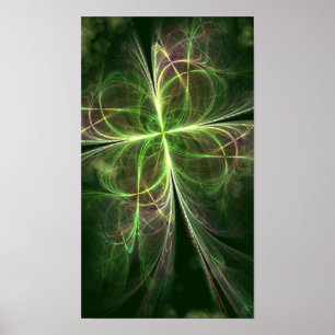 Abstract Fantasy Four Leaves Green Clover Poster
