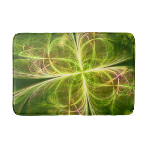 Abstract Fantasy Four Leaves Green Yellow Clover Bath Mat