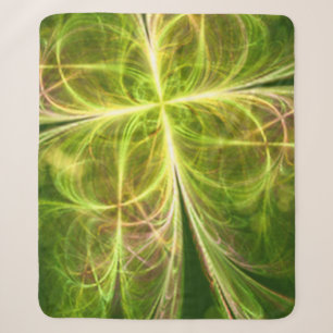 Abstract Fantasy Four Leaves Green Yellow Clover Sherpa Blanket