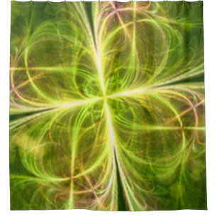 Abstract Fantasy Four Leaves Green Yellow Clover Shower Curtain