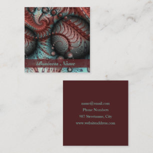Abstract Fantasy Fractal Art Balls Brown Blue Square Business Card