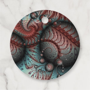 Abstract Fantasy Fractal Art Brown Blue Custom Favour Tags