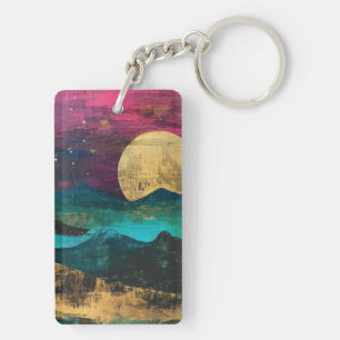 Abstract Fantasy Moonscape Two-sided Acrylic Key Ring