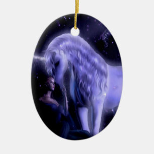 Abstract Fantasy Puple Fairy Unicorn Ceramic Tree Decoration