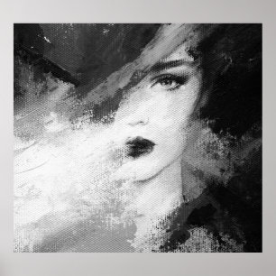 Abstract Fashion Woman Acrylic Painting Poster