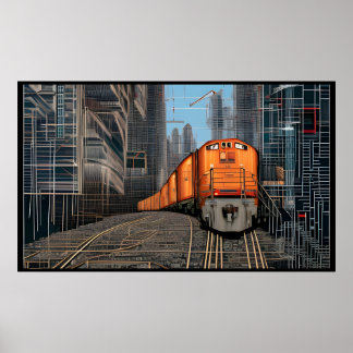 Abstract Fast Train Poster