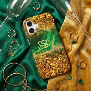 Abstract Faux Gold Metallic Foil Green Trendy Chic