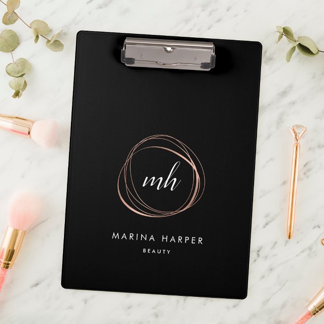 Abstract Faux Rose Gold Monogram Logo Clipboard (Creator Uploaded)