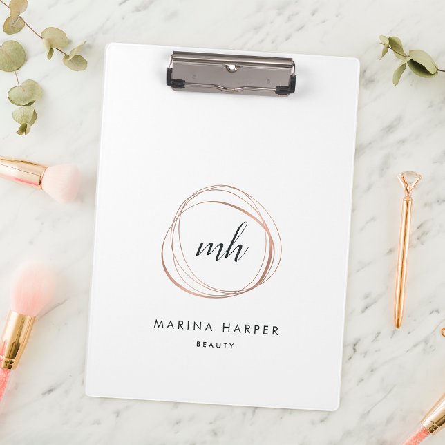 Abstract Faux Rose Gold Monogram Logo Clipboard (Creator Uploaded)