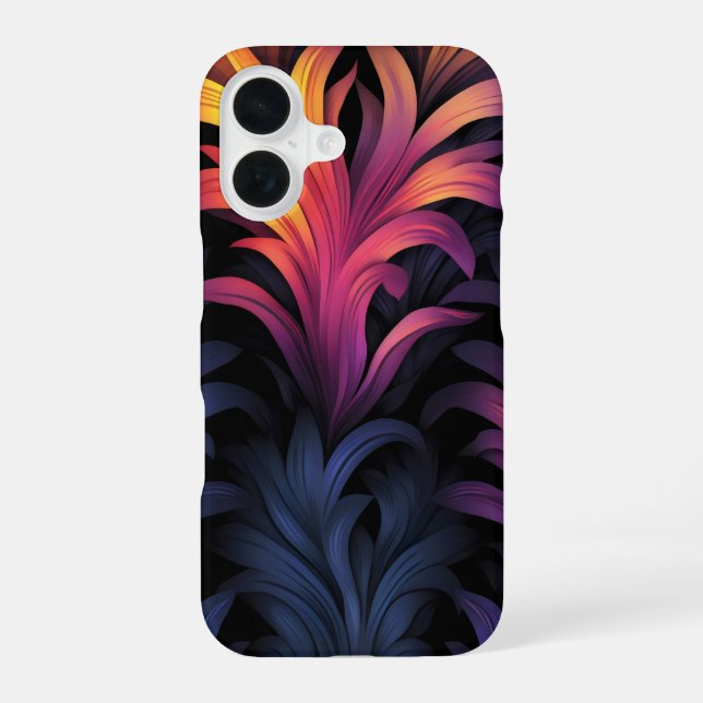 Abstract Feather Colours iPhone 16 Case (Back)