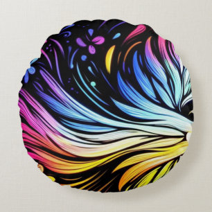 Abstract Feathered Angel On a Bed, Sofa or Chair Round Cushion