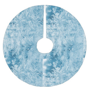 Abstract feathers and snowflakes brushed polyester tree skirt