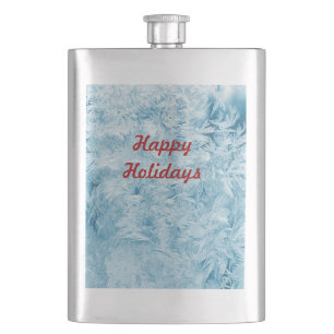 Abstract feathers and snowflakes hip flask