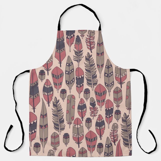 Abstract feathers: colourful vintage background. apron (Front)