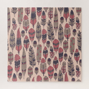 Abstract feathers: colourful vintage background. jigsaw puzzle