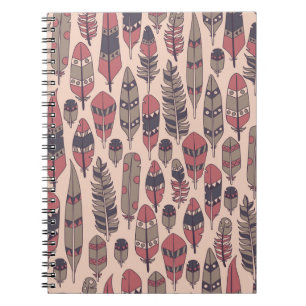 Abstract feathers: colourful vintage background. notebook