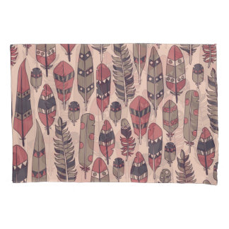 Abstract feathers: colourful vintage background. pillowcase