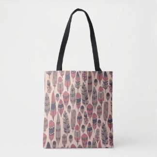 Abstract feathers: colourful vintage background. tote bag