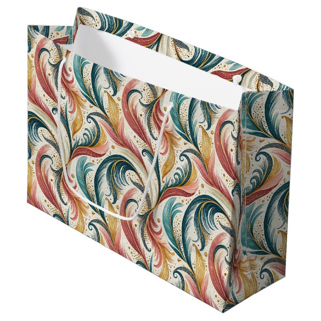 Abstract Feathers Large Gift Bag (Front Angled)