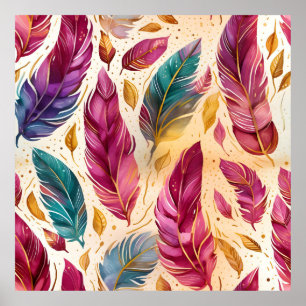 Abstract feathers pattern poster