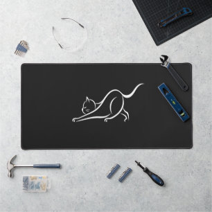 Abstract Feline Flow Modern Dark Desk Mat