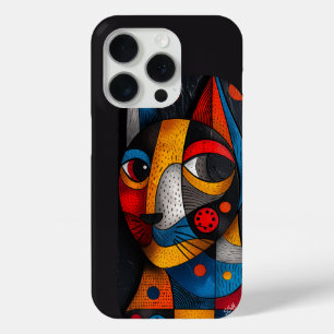 Abstract Feline Masterpiece - Colourful Cat Art iPhone 15 Pro Case