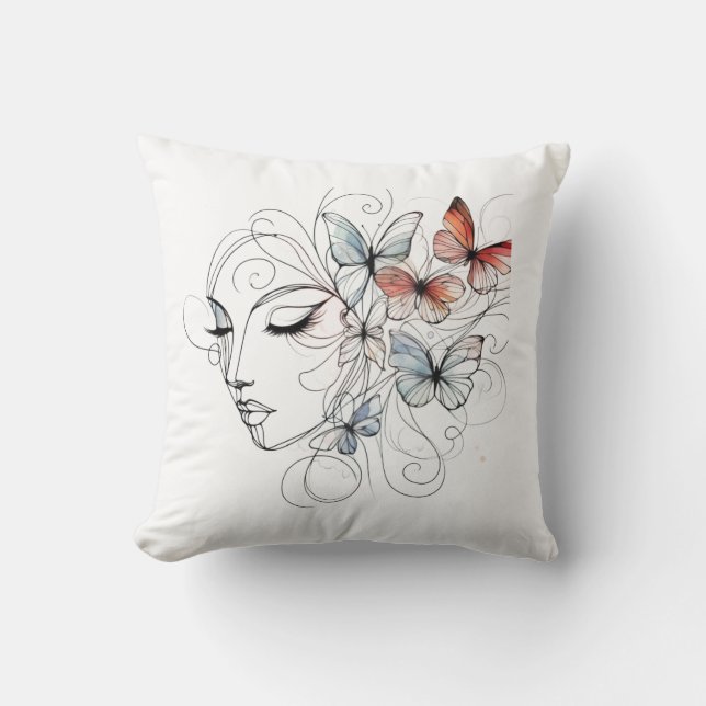 Abstract Female Art Throw Pillow (Front)